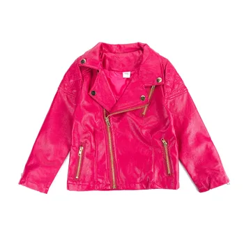 

DreamShining High Quality Girls Coat Solid PU Leather Kids Jackets Baby Clothes Spring Autumn Children Clothing Outwear
