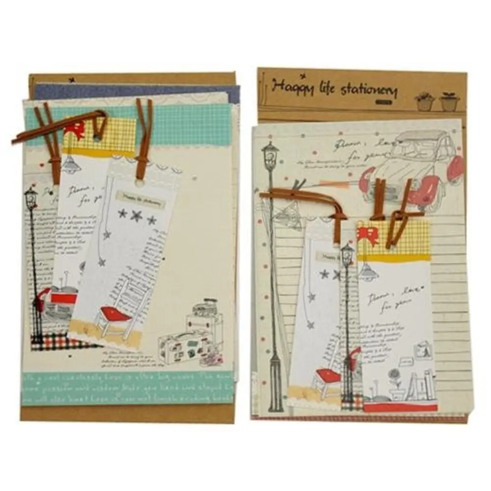 Image 5pack New Hot Sale 8 Sheets Cute Cartoon Lazy Stationery Letter paper, A sheet Cardboard And 3Pcs x Bookmarks Set