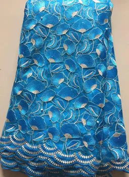 

African Lace Fabric 2020 Embroidered Nigerian Laces Fabric Bridal High Quality French Tulle Lace Fabric For Women ELL3213 BLUE