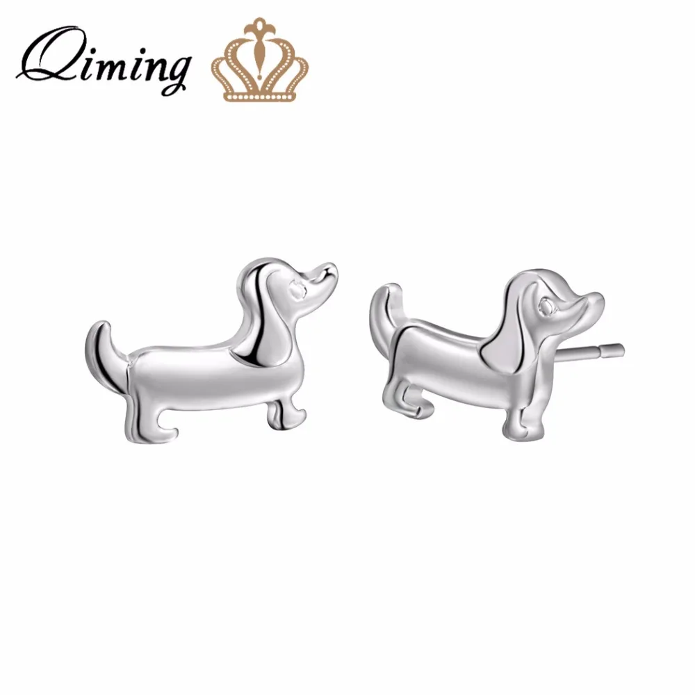 Модные серьги QIMING с милыми мультяшными животными для женщин хиппи крошечные