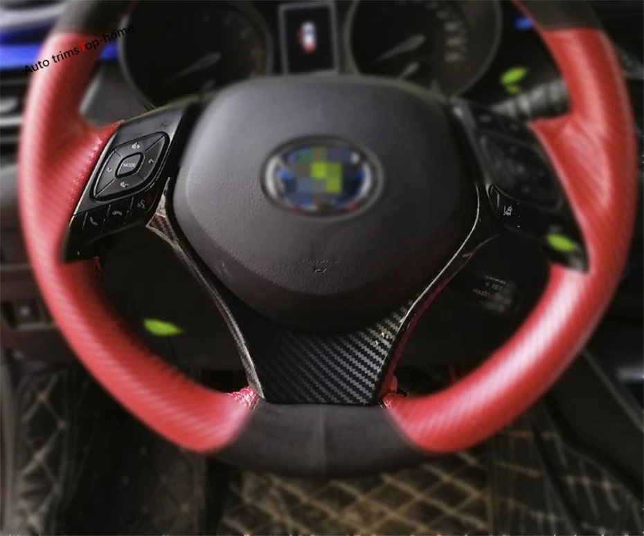 

Yimaautotrims Front Steering Wheel Decoration Strip Kit Cover Trim Fit For Toyota C-HR CHR 2016 - 2019 Interior Carbon Fiber ABS