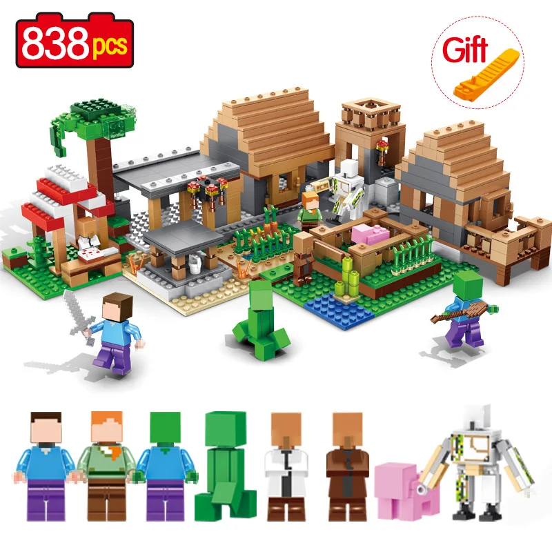 

838PCS Bricks My World Legoinglys Minecrafted Building Block My Village Bricks Action Figures DIY Enlighten Brinquedos Gift Toys
