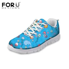 FORUDESIGNS/модные студенческие туфли на плоской подошве с рисунком океана; Женские Повседневные Удобные сетчатые кроссовки; Весенняя дышащая обувь для женщин