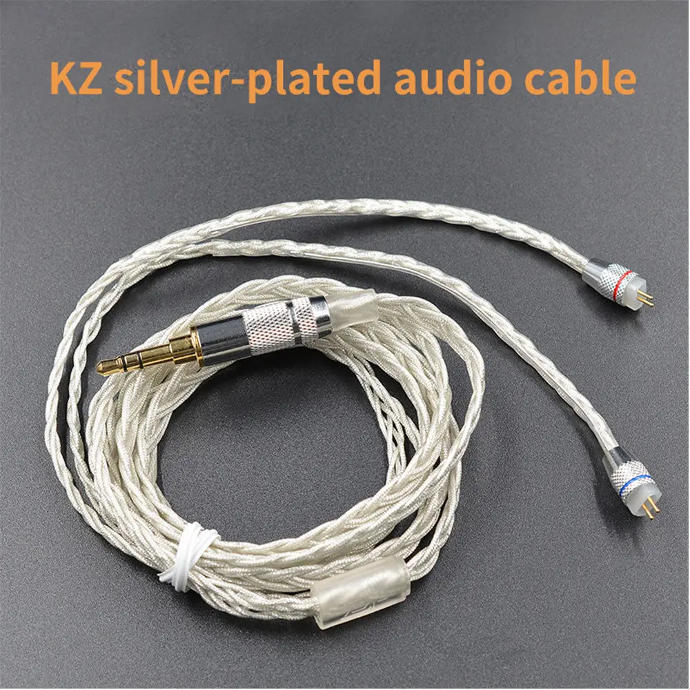 

KZ earphone accessories Earphone Cable hand-woven 2 Pin 0.75mm Upgraded Silver Plated Cord Earbuds Detachable Audio Cable