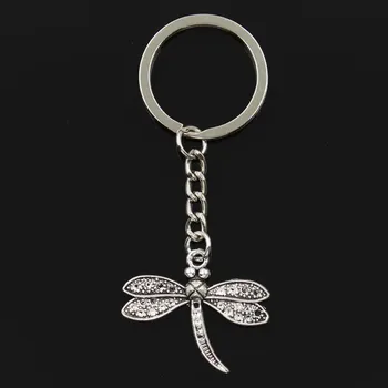 

Fashion Dragonfly 29x34mm Pendant 30mm Key Ring Metal Chain Silver Color Men Car Gift Souvenirs Keychain Dropshipping