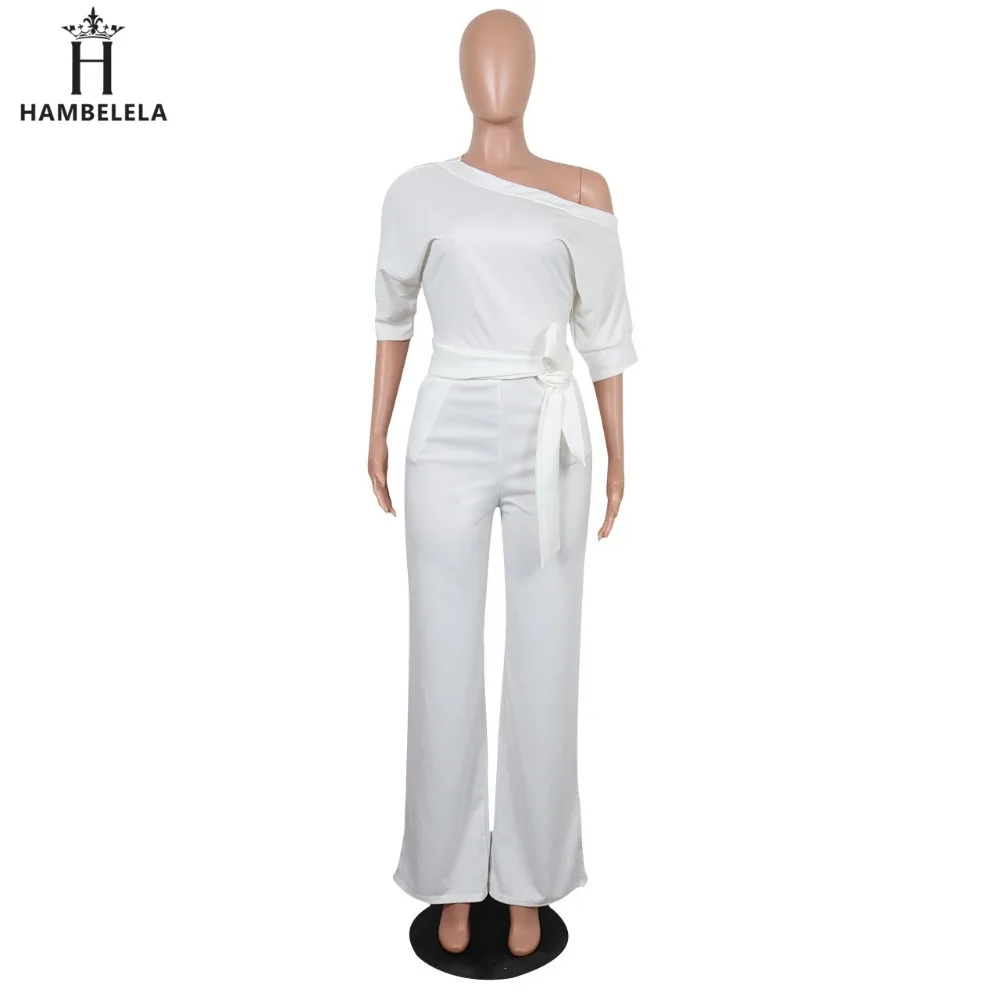 Hambelela 2017 High Quality Autumn Casual Jumpsuit One Shoulder Slash Neck Button Romper Full Length Jumpsuit Wide Legs Jumpsuit (19)