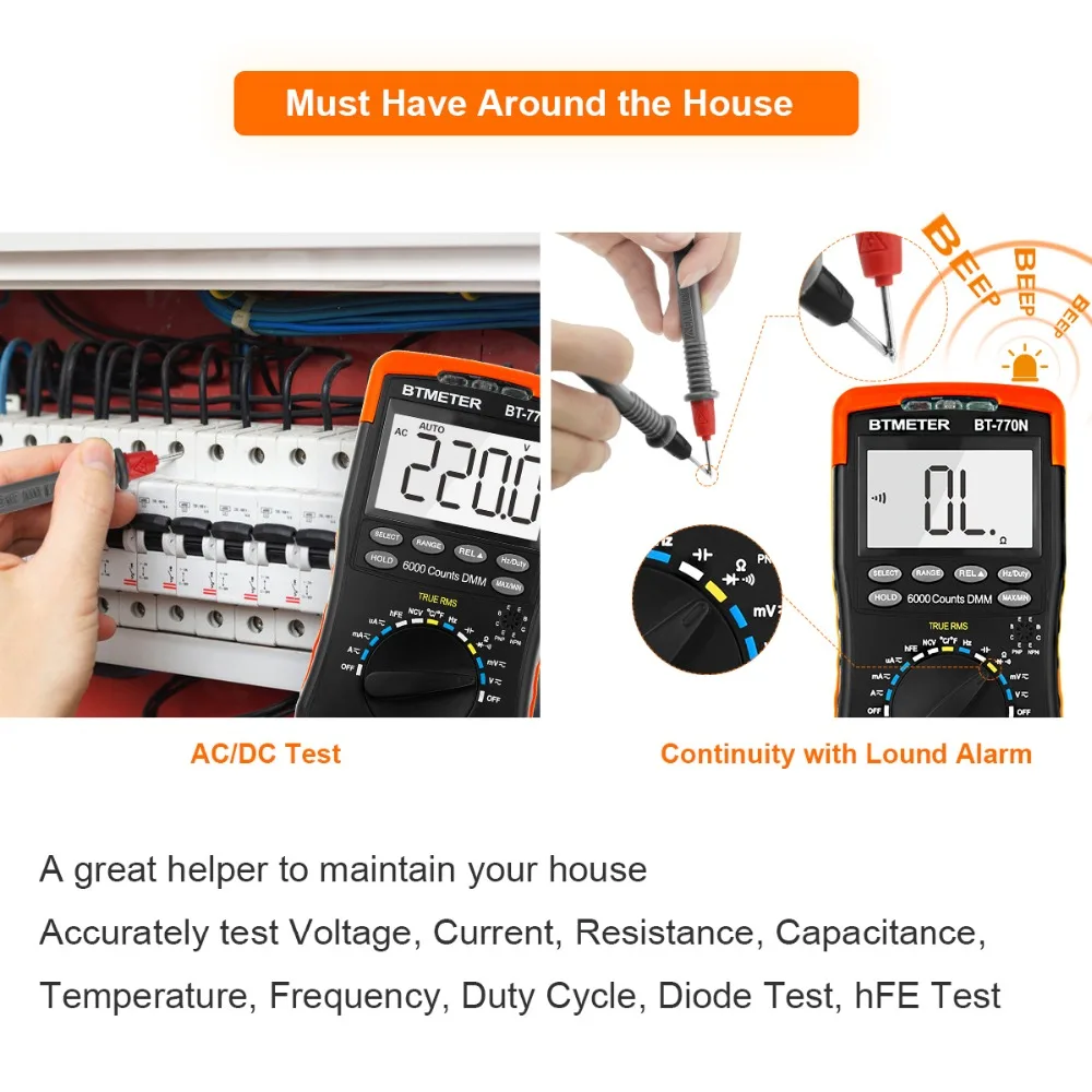 BTMETER BT 770N Цифровой мультиметр Авто/ручной диапазон Avometer Универсальный измеритель