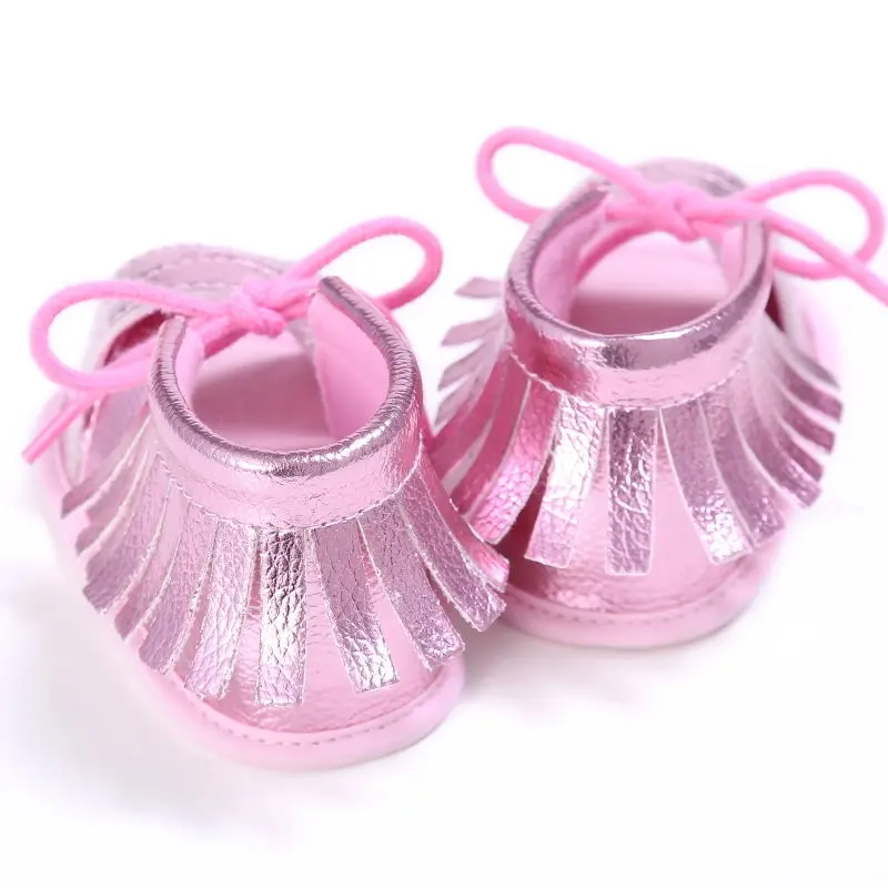 Мода новорожденных сандалии для маленьких девочек милой принцессы с кисточками сандалии дети младенец Начинающий ходить малыш без каблука милой обувь на шнуровк