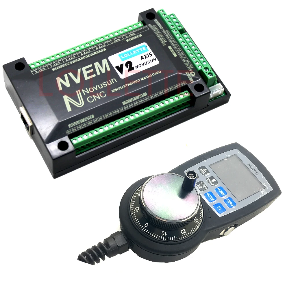 

NVEM V2 version 6 Axis CNC Controller MACH3 Ethernet Interface Board Card+NVMPG handwheel