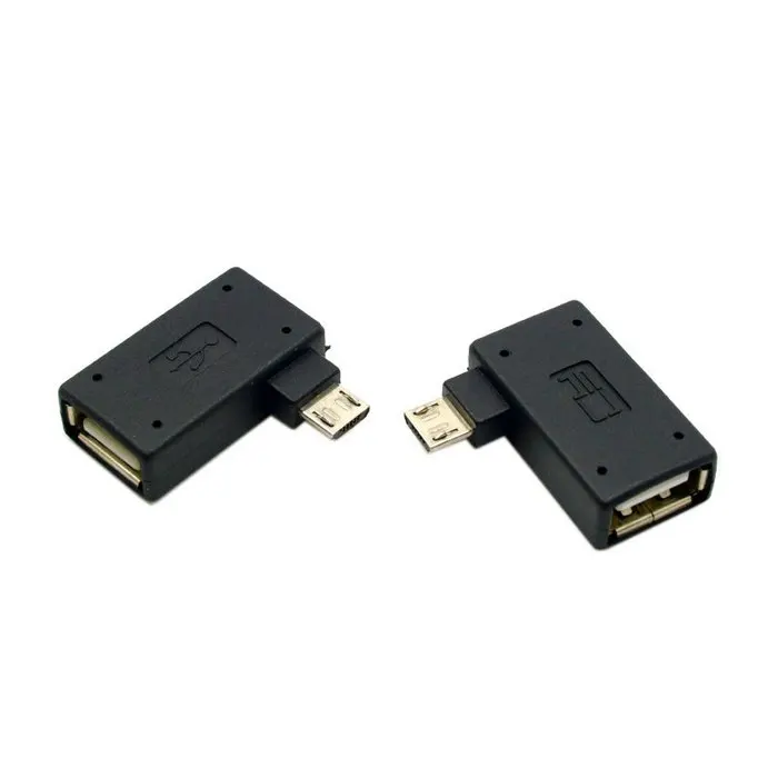 

CYDZ 2pcs Left & Right Angled 90 Degree Micro USB 2.0 OTG Host Adapter with USB Power for Cell Phone & Tablet