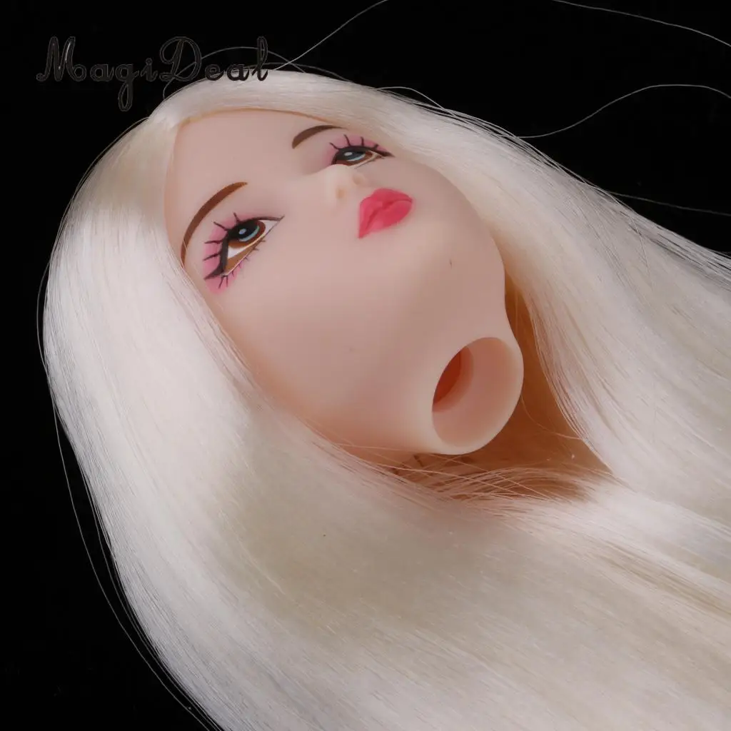 1/6 Female Action Figures BJD Head Sculpt White Hair DIY Custom for DOD SD DD Dollfie Accessories
