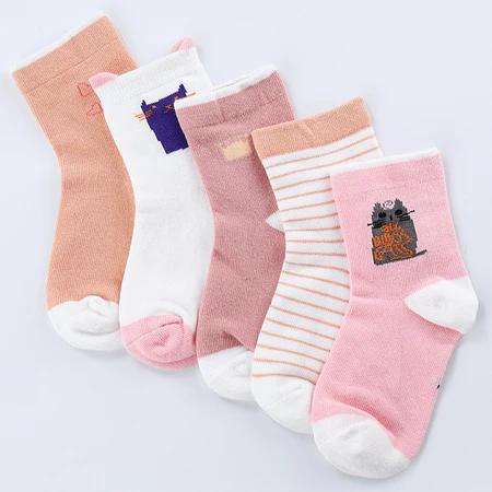 5 пар Хлопковых Носков осенне-зимние мягкие милые носки с рисунками детские носки для девочек модные спортивные носки для маленьких мальчиков - Цвет: 5 pairs