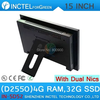 All in one desktop pc with 5 wire Gtouch 15 inch LED touch 4G RAM 32G SSD Dual 1000Mbps Nics