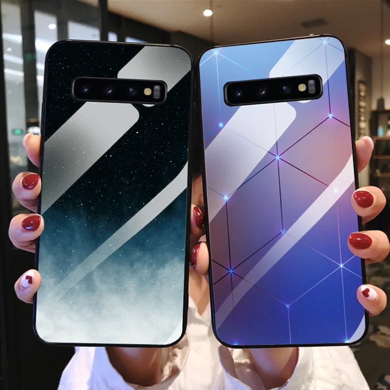 Soft Edge Back Cover Case For Samsung Galaxy S8 Tempered Glass Bumper Plus Colorful Nebula Phone Bags |