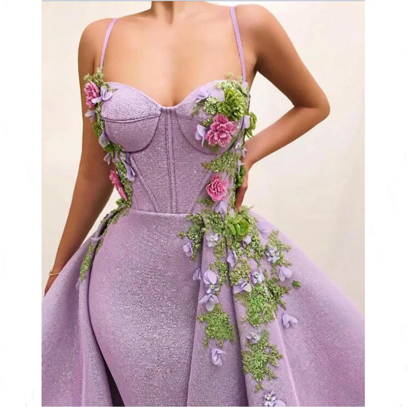 Высокое качество Фиолетовый 3D цветок вечерние торжественные платья Элегантное кружевное сексуальное длинное платье на бретельках для выпускного вечера