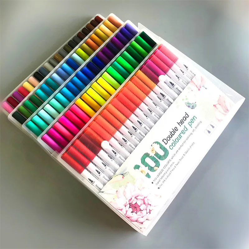 Brushpen Set Dual Brush Pen 24/60/100 Colors Crafts Drawing Artist Stationery Painting Professional Art Supplies Student