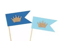 gold glitter crown Flag cupcake toppers wedding bridal baby shower toothpicks engagement birthday food pick