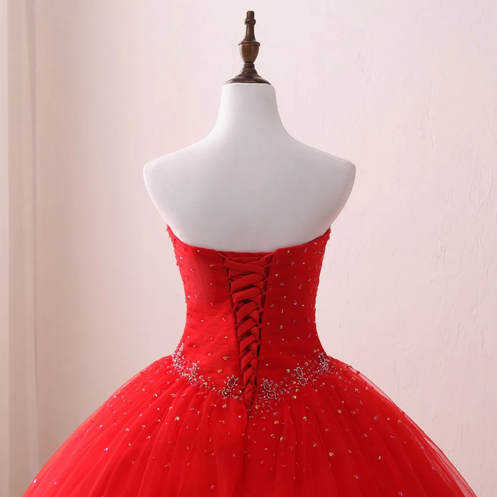 JaneVini элегантное платье принцессы Красное Длинное Пышное платье элегантное Тюлевое длиной в Пол; с вышивкой бисером бальное платье Vestido 15 Anos