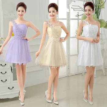 

New Arrival Summer style Short girls women's Lace elegant bridesmaid Oblique shoulders party wedding Skirts