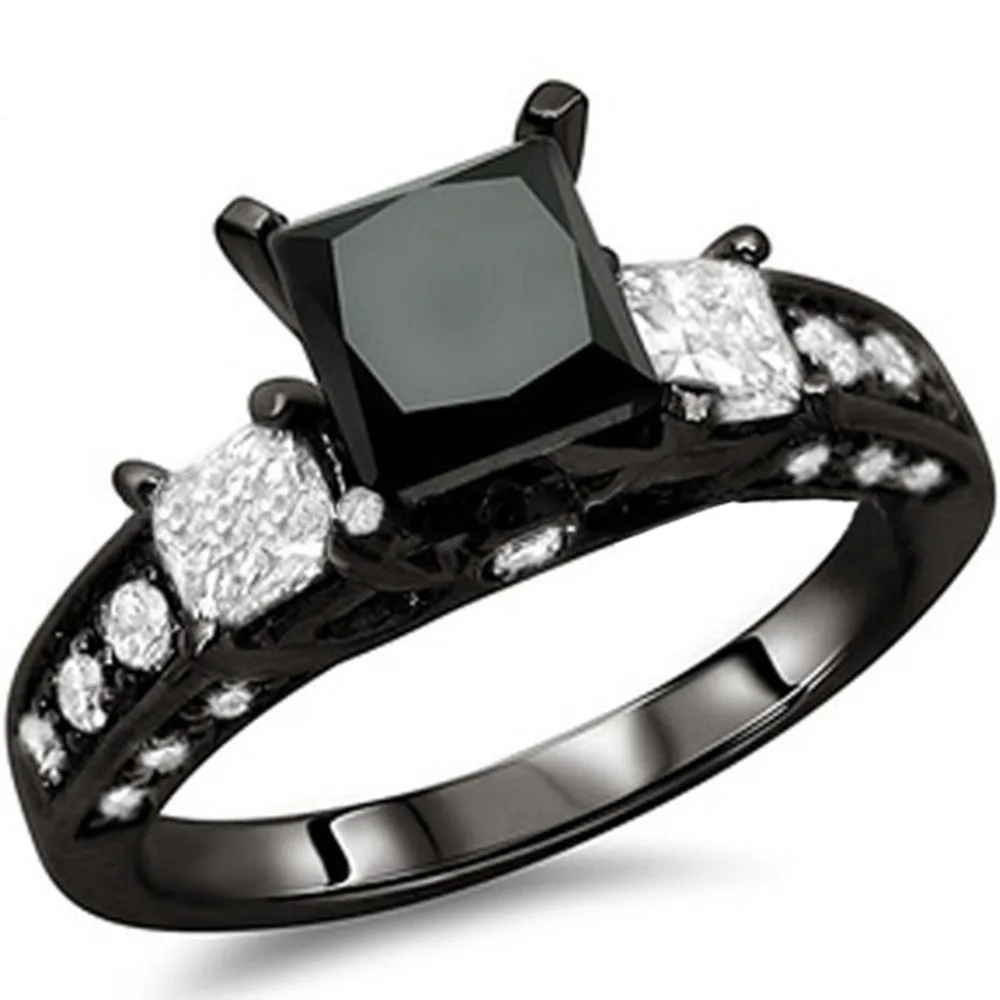 women size 4 12 black crystal onyx princess cut wedding engagement propose anniversary ring mothers - Black Onyx Wedding Ring women size 4 12 black crystal onyx princess cut wedding engagement propose anniversary ring mothers - Black Onyx Wedding Ring