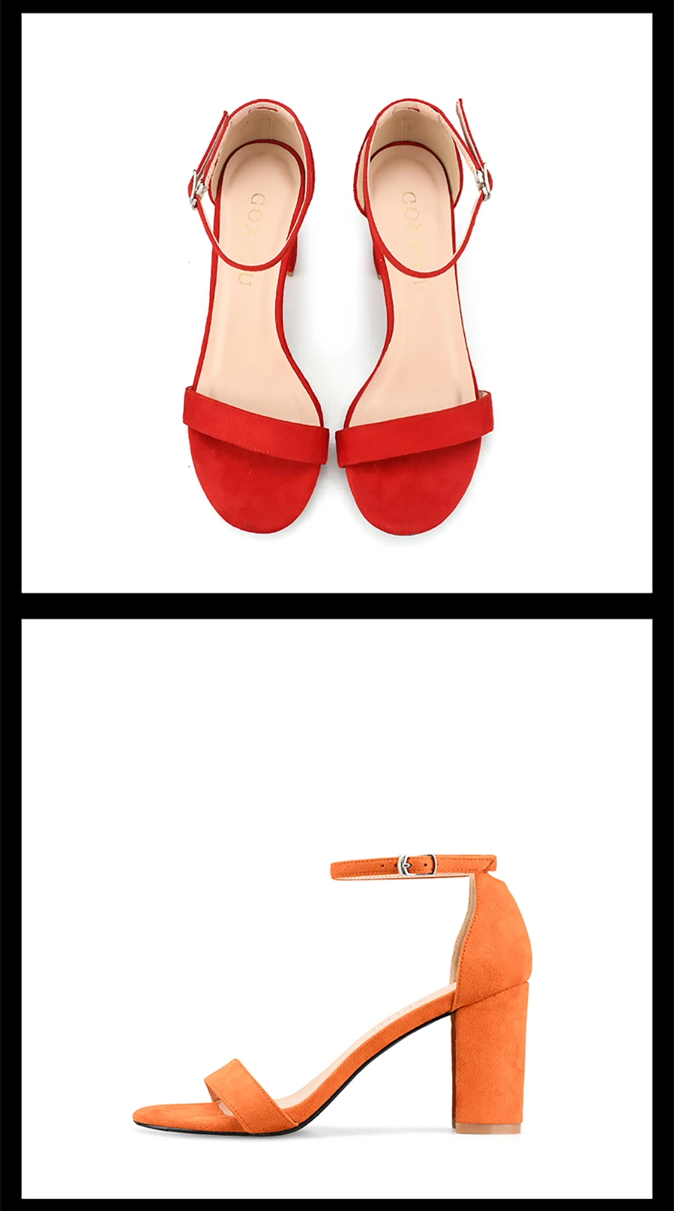 GOXEOU Ремешок на щиколотке на каблуке женские босоножки Летние женские туфли с открытым носком высокий толстый каблук Сандалии под платье, для вечеринки Размер 42, 43 45 46