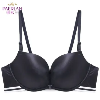 

PAERLAN Push Up Stripe Beauty Back Glossy Bra Small Breast Gathered Sexy Green Women Bra Front Closure Wire Free Seamless Bra