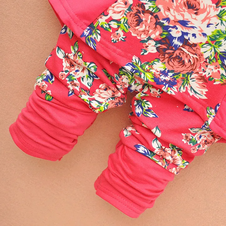 Коллекция года, Весенний Модный комплект хлопковой одежды для малышей красивые комплекты одежды с цветочным принтом для девочек 4 цвета