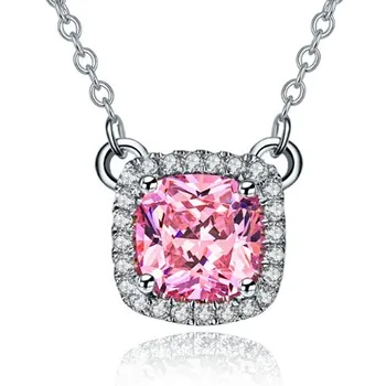 

Top Brand Popular 2 Carat Cushion Cut Pink Diamonds Engagement Pendant Necklace Girl Love Best Jewelry