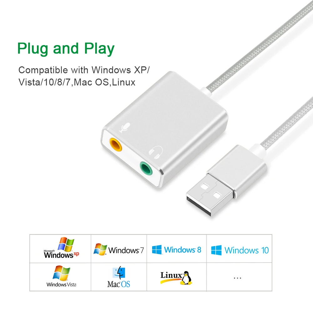 Внешняя Usb звуковая карта GOOJODOQ 7 1 3D USB аудио адаптер 3 5 мм разъем для наушников
