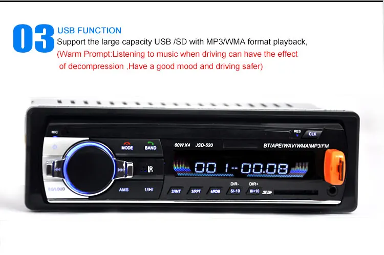 Brand new Multifunction Autoradio Car FM Radio Audio Stereo In Dash MP3 Player Aux Input Receiver USB Disk SD Card with Remote