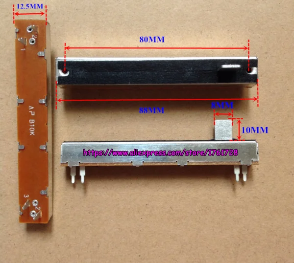 10PCS! B103 length 88mm width 12.5mm slide potentiometer B10K signle