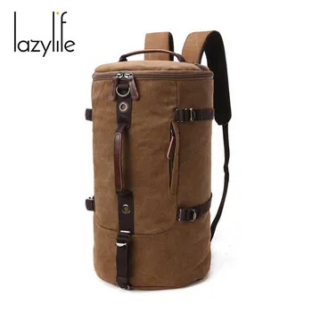 

LAZYLIFE Multi Fashion Male Mochila 15.6" Laptop Backpacks Travel men School Backpack for Boys Cylinder backpack
