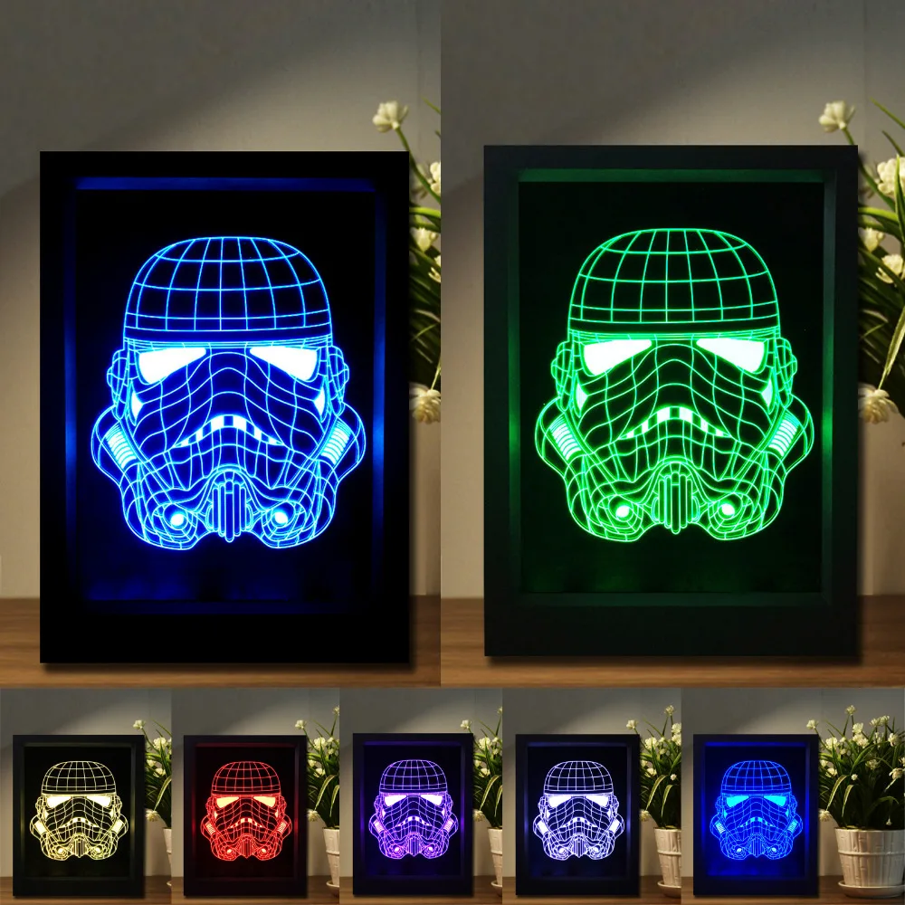 

3D Colorful Star Wars Storm Trooper The White Soldiers Photo Frame Color Change Night Light Creative Lamp LED Gradient Illusion