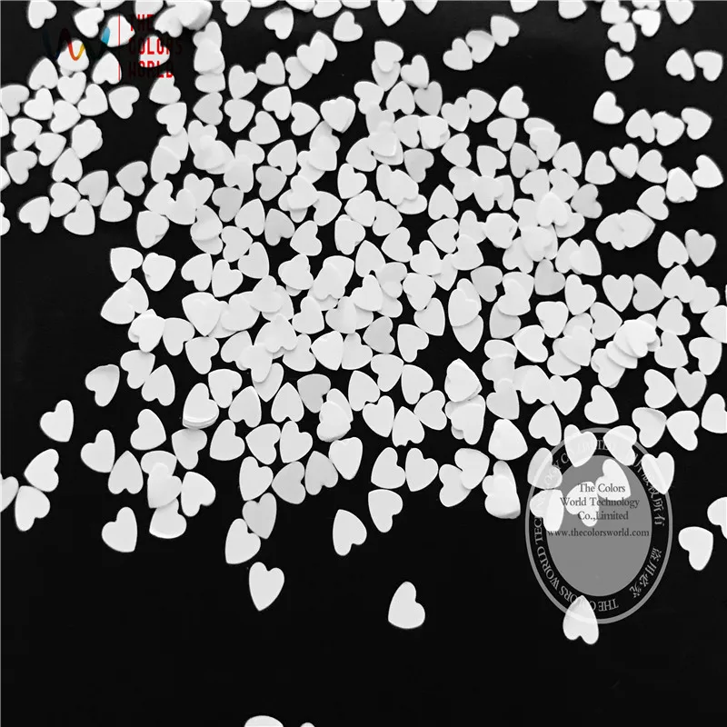 

Solvent resistant Sparkles- Solid White Color Heart -shaped Glitter Confetti for Nail Polish and DIY decoration