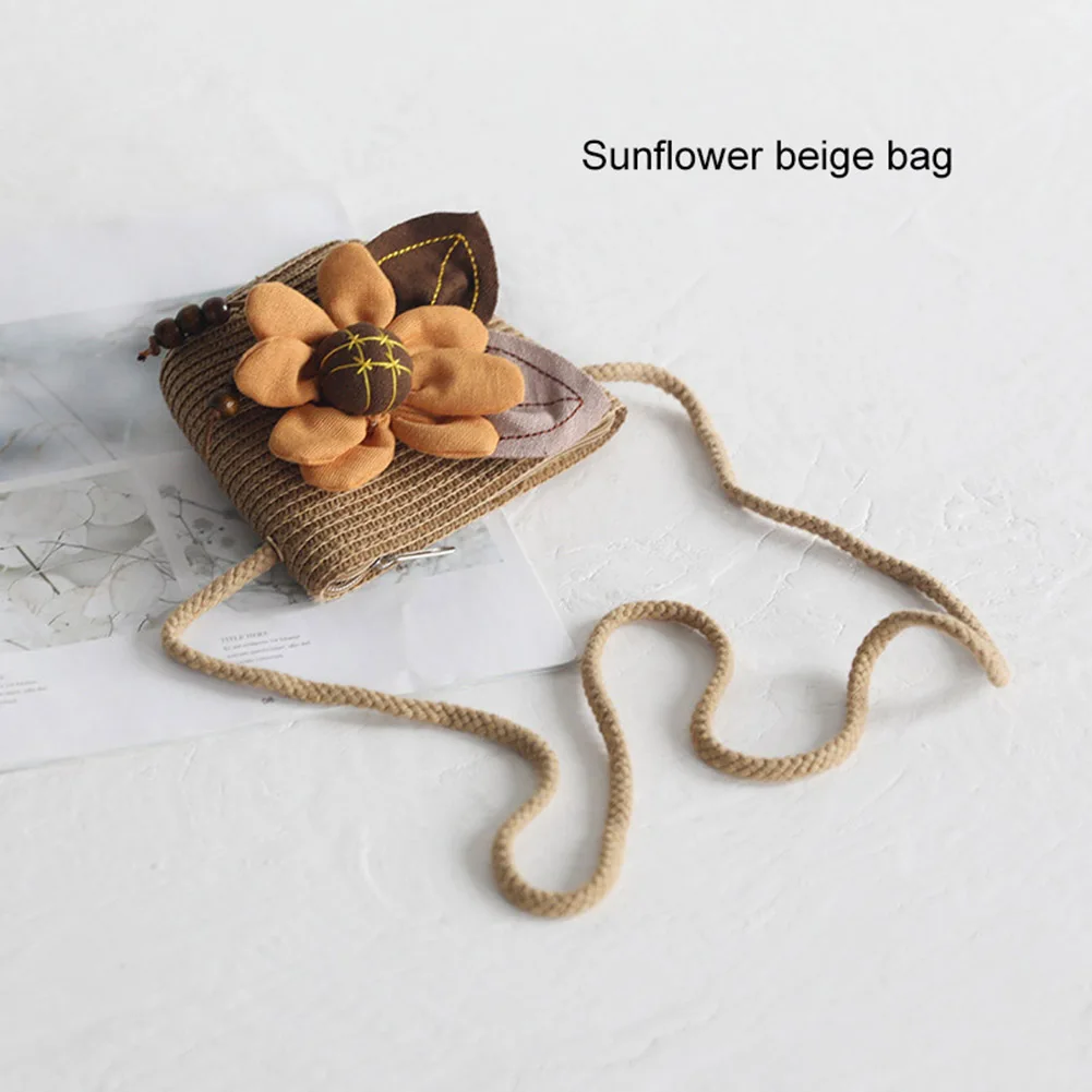 Шляпа сумка набор широкие поля, из соломы шапки Одна сумка на плечо для детей весенний Летний пляж YS-BUY - Цвет: Sunflower beige bag