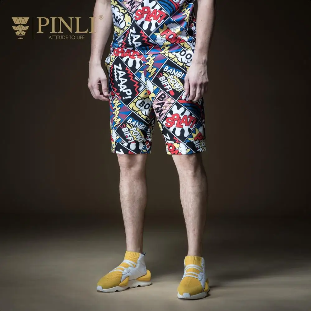 Бермуды Masculina De Marca Pinli летние популярные новые мужские пляжные брюки с принтом Спортивные и шорты для активного отдыха Tide B192117443