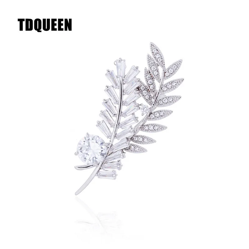 Crystal Rhinestone Leaf Brooch Silver Plated and Gold Color Metal Women Fashion Leaf Pin Jewelry Brooches Party Wedding Gift (6)