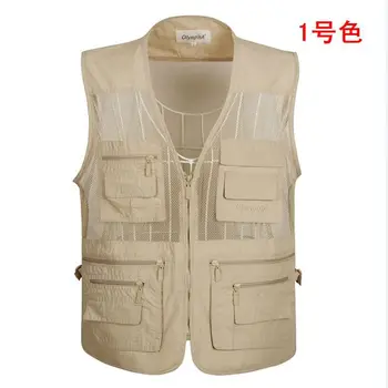 

spring Summer Vest Men Casual Mesh Waistcoat Loose Multi-pockets Mens Photography Vest Plus Size S-5XL