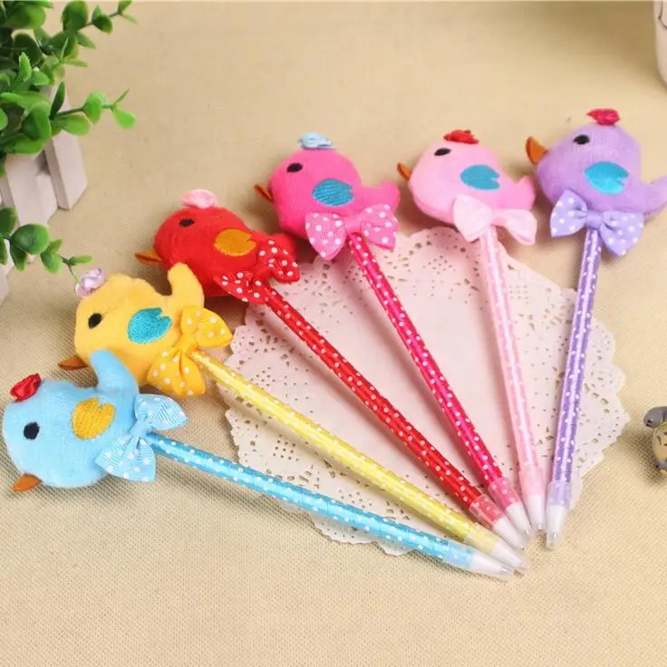 

24pcs/lot Cute Korean Style Ball Pen plush color chickens ballpoint pen office school supplier wholesale
