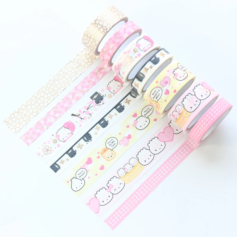 

Domikee 2019 New candy kawaii Japanese cartoon decoration washi tape roles for diary planner girls cute DIY masking tapes set