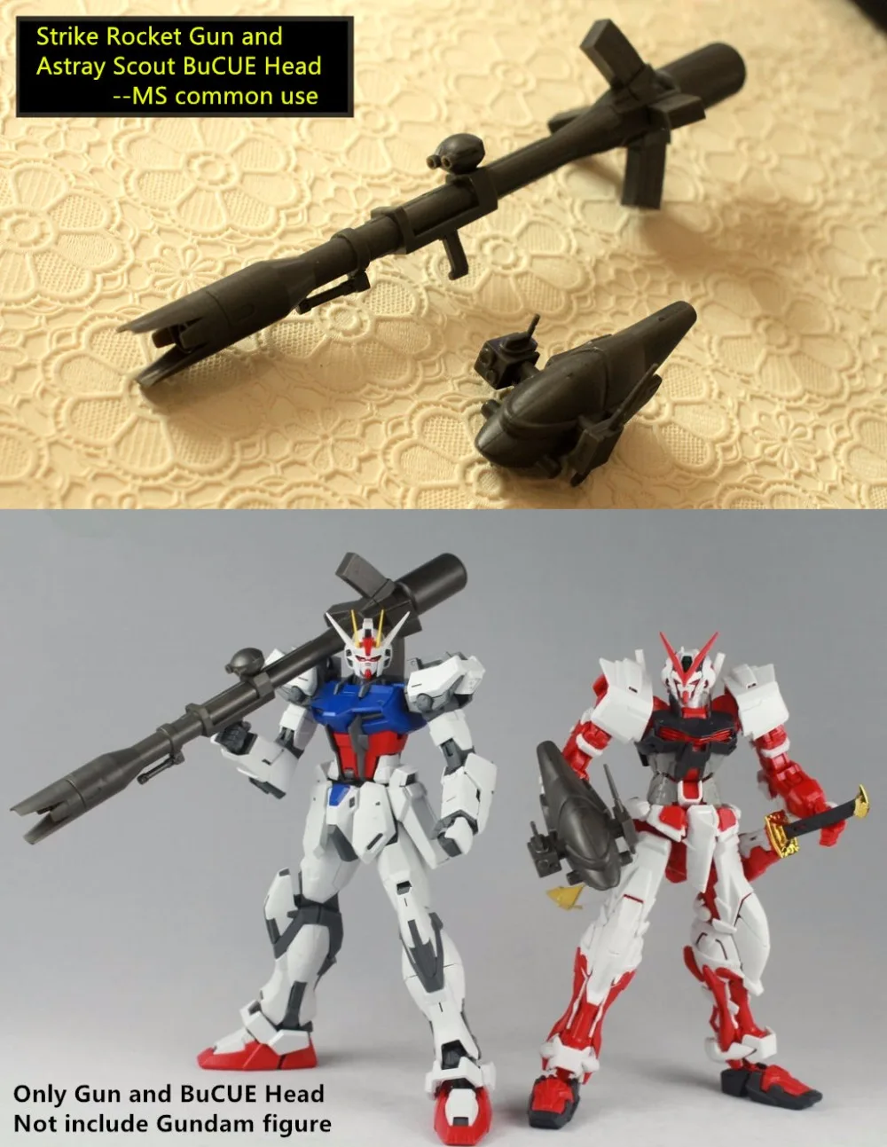 

MGS Strike Rocket Gun and Astray Scout BuCUE Head set for Bandai MG 1/100 Gundam
