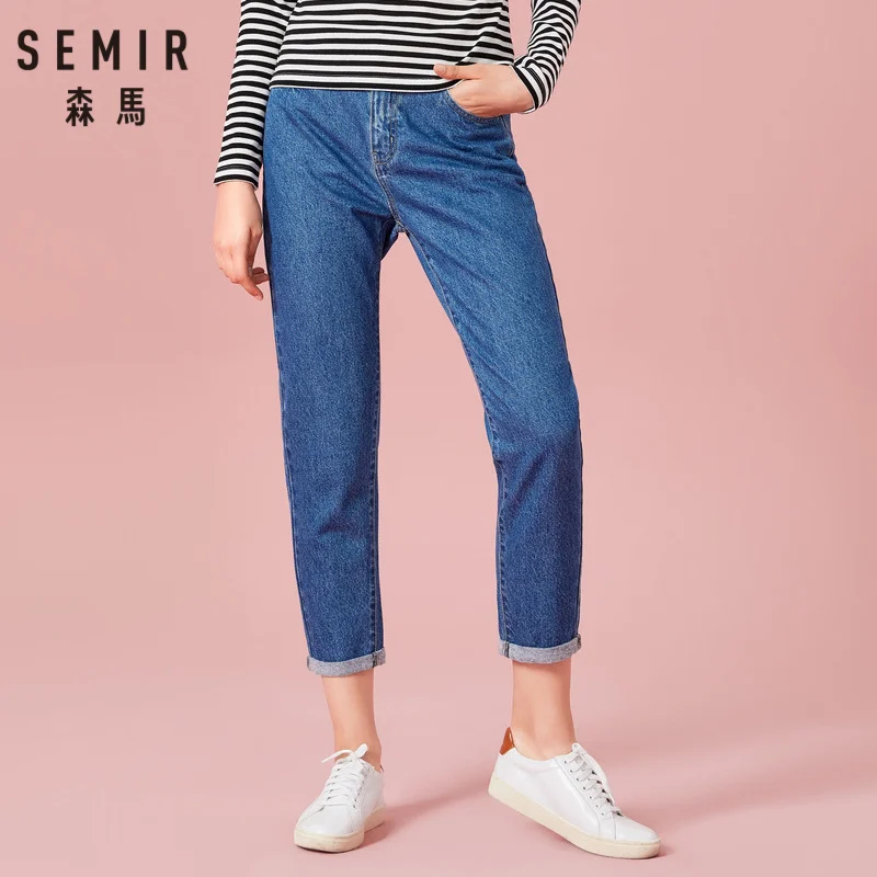 SEMIR Women Slim Fit Cropped Jeans Washed Denim Womens Cotton Ankle Stretchy with Mock Pocket Zip Fly Button | Женская одежда