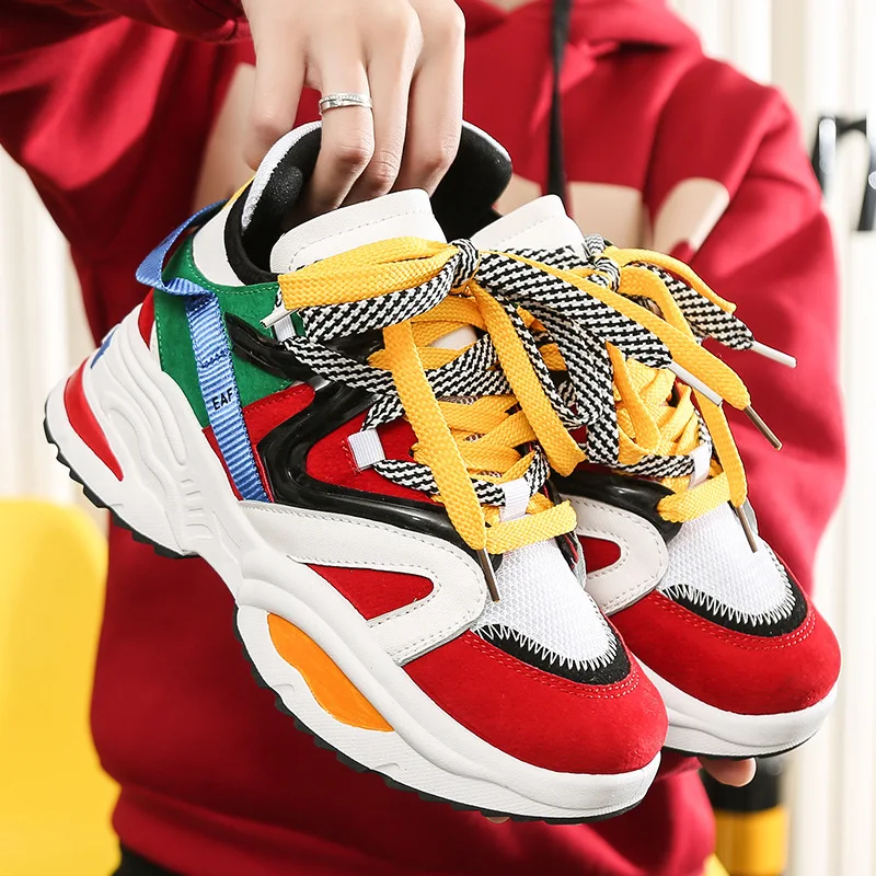 

2019 Harajuku spring chunky Sneakers women Breathable Mesh Casual Shoes women basket femme Fashion Tenis zapatos de mujer