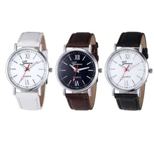 Durable Fashion watch women Men Women Fashion Leather Analog Stainless Steel Quartz Wrist Watch