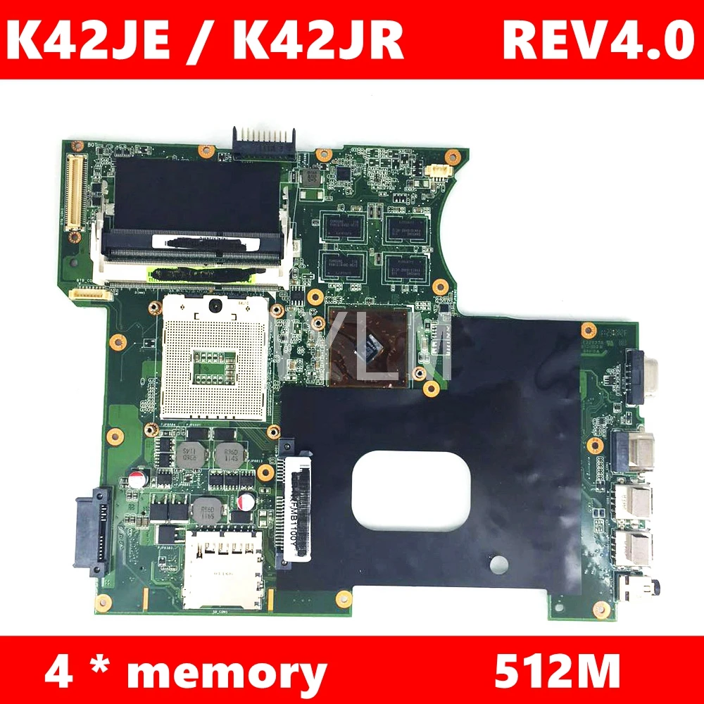 K42JR 512 М видеопамяти материнская плата REV4.0 для ASUS A42J X42J K42J K42JR K42JK K42JE K42JZ K42JY Материнская плата ноутбука Тесты ОК