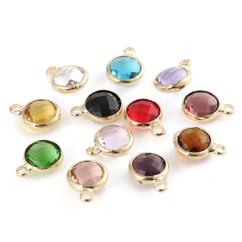 

10pcs Trendy Double Side Crystal Rhinestones Charms 8mm Gem stone Pendant For DIY Bracelet Necklace Jewelry Making Accessories
