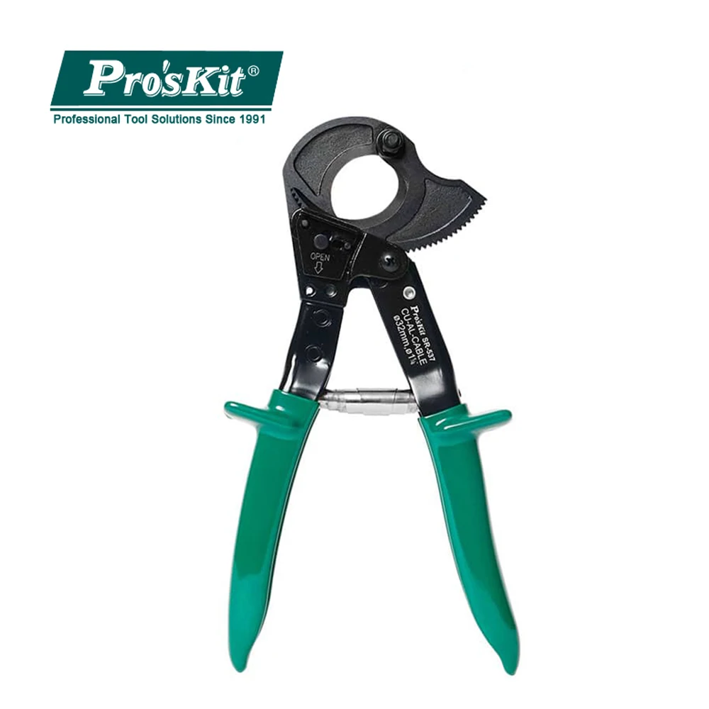 SR-537 Pro'sKit Industrial-Grade Coaxial Cable Wire Cutters Portable Ratchet  Electrical Wire Cable Cutters Cutting Nipper