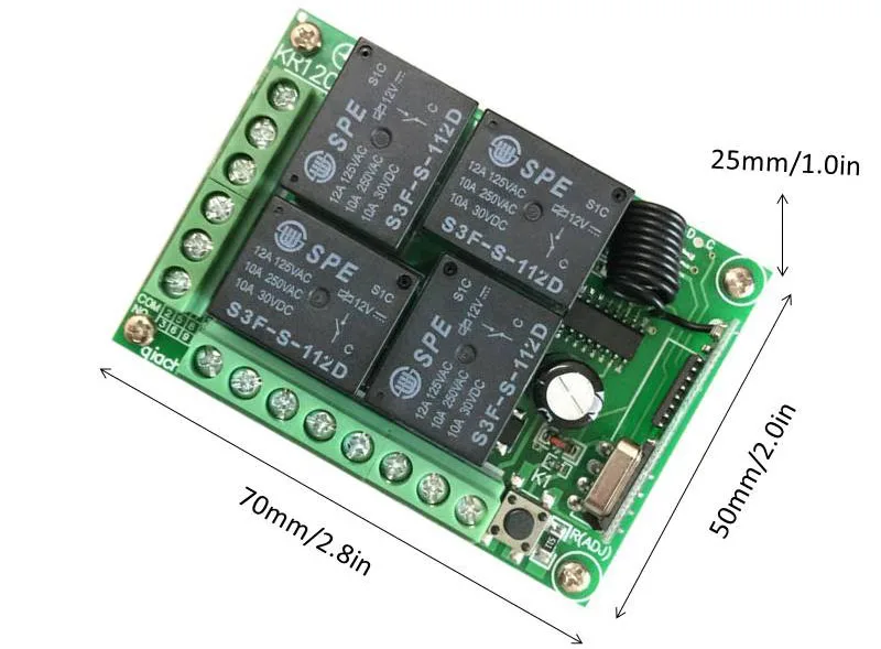 Пульт дистанционного управления 433Mhz 12V 4CH rf переключатель реле приемник и передатчик для гаража пульт дистанционного управления и дистанционный светильник переключатель