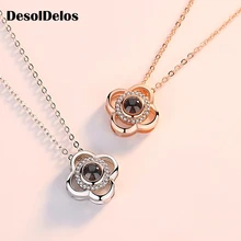 

Fashion Creative Necklace 100 Languages I Love You Crystal Choker Pendant Necklace Women Jewelry Memory Wedding Necklaces