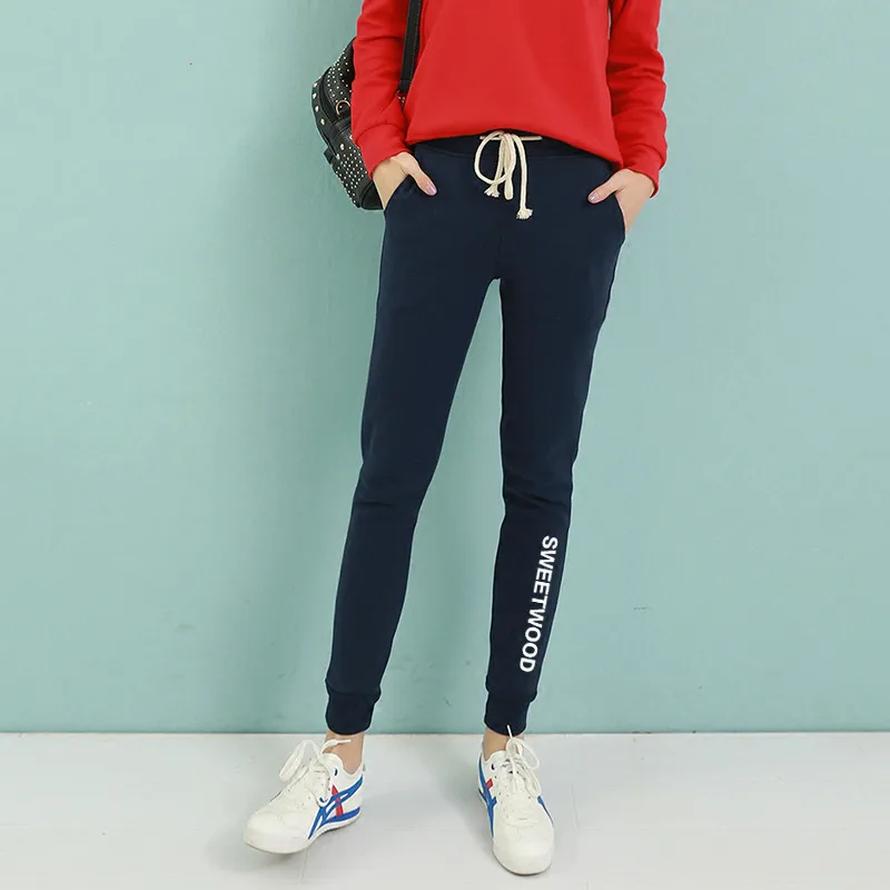 

New Arrival Fashion Letter Women Pants Stretch Ladies Pencil Pants Black Blue Casual Trousers Skinny Long Pants Pantalones Mujer